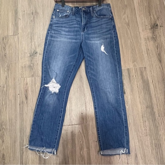 Madewell Jeans The High Rise Slim Boy Distressed Fray Hem Boyfriend Trend Casual - Picture 3 of 12